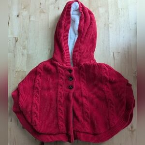 Carter's Red Hooded Cable Knit Sweater Poncho